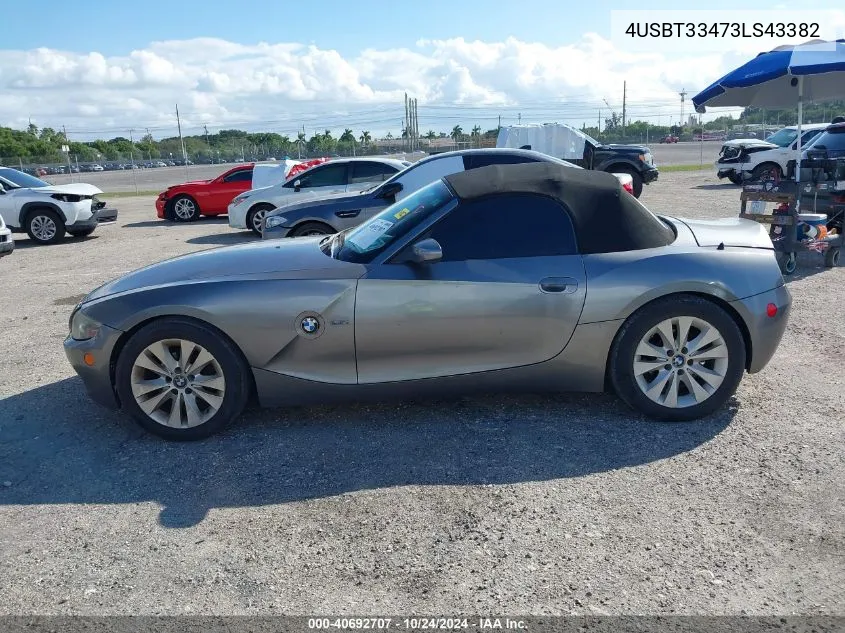 2003 BMW Z4 2.5I VIN: 4USBT33473LS43382 Lot: 40692707