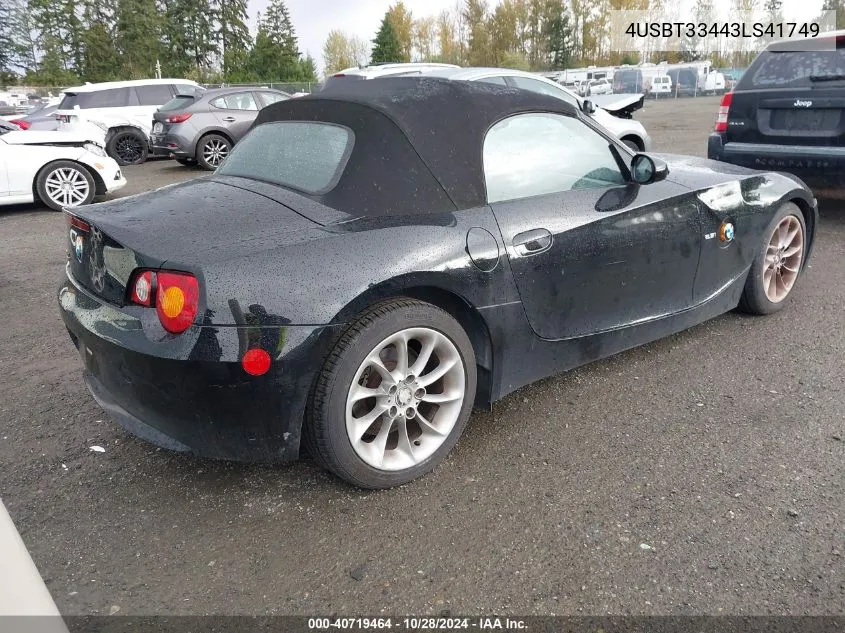 4USBT33443LS41749 2003 BMW Z4 2.5