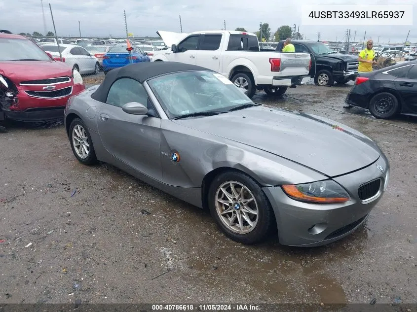 2003 BMW Z4 2.5I VIN: 4USBT33493LR65937 Lot: 40786618