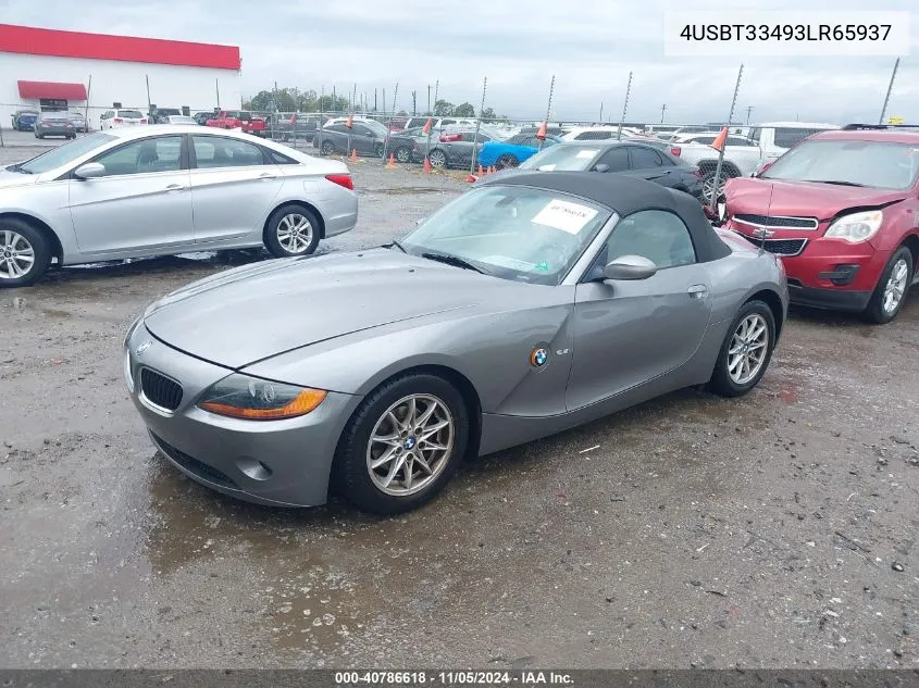 2003 BMW Z4 2.5I VIN: 4USBT33493LR65937 Lot: 40786618