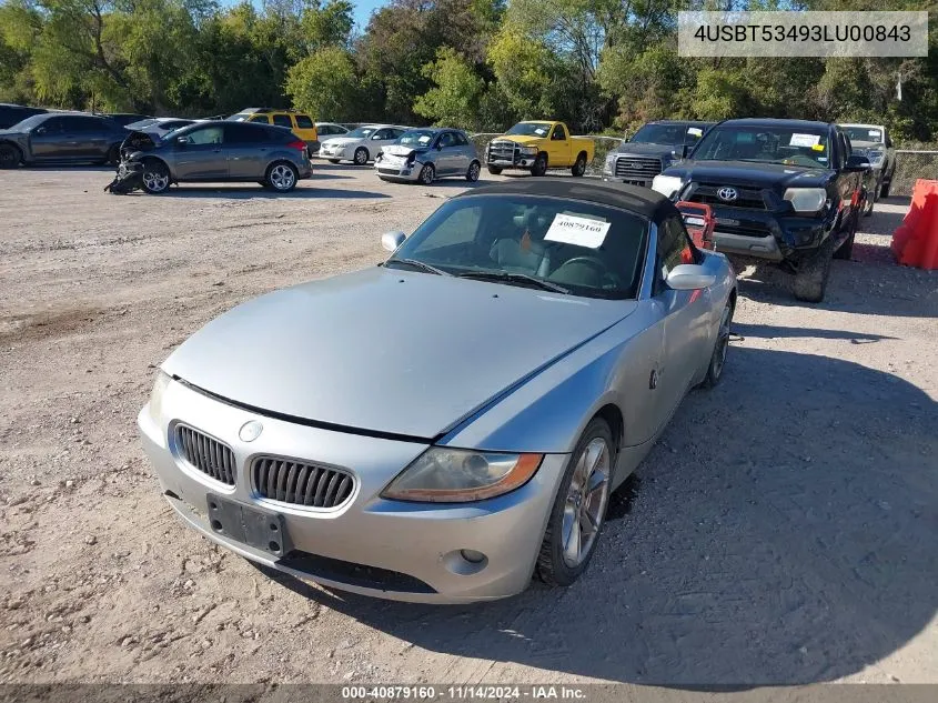 2003 BMW Z4 3.0I VIN: 4USBT53493LU00843 Lot: 40879160