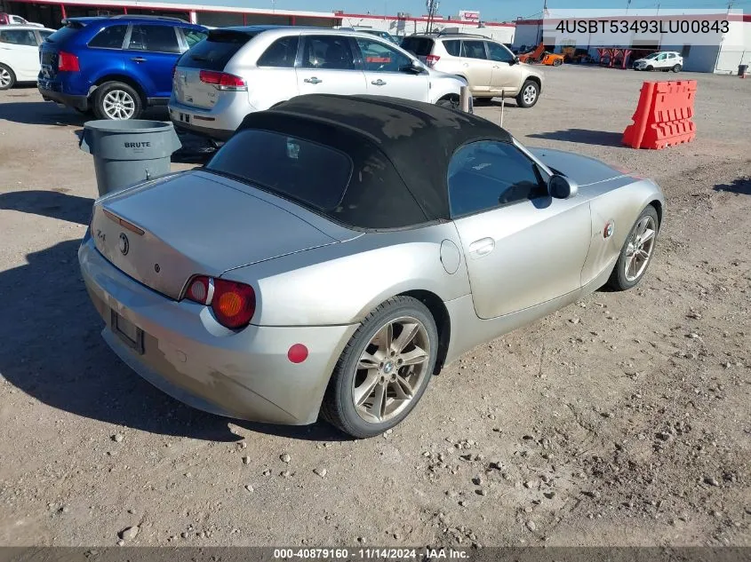 2003 BMW Z4 3.0I VIN: 4USBT53493LU00843 Lot: 40879160