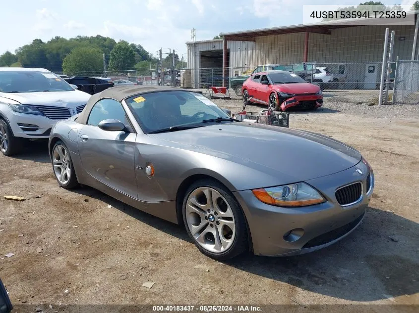 2004 BMW Z4 3.0I VIN: 4USBT53594LT25359 Lot: 40183437