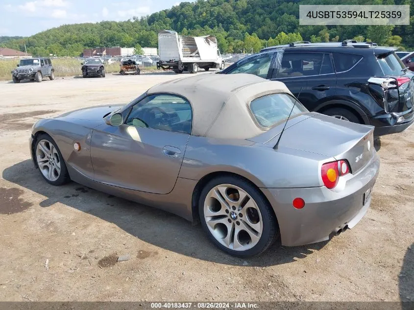 2004 BMW Z4 3.0I VIN: 4USBT53594LT25359 Lot: 40183437