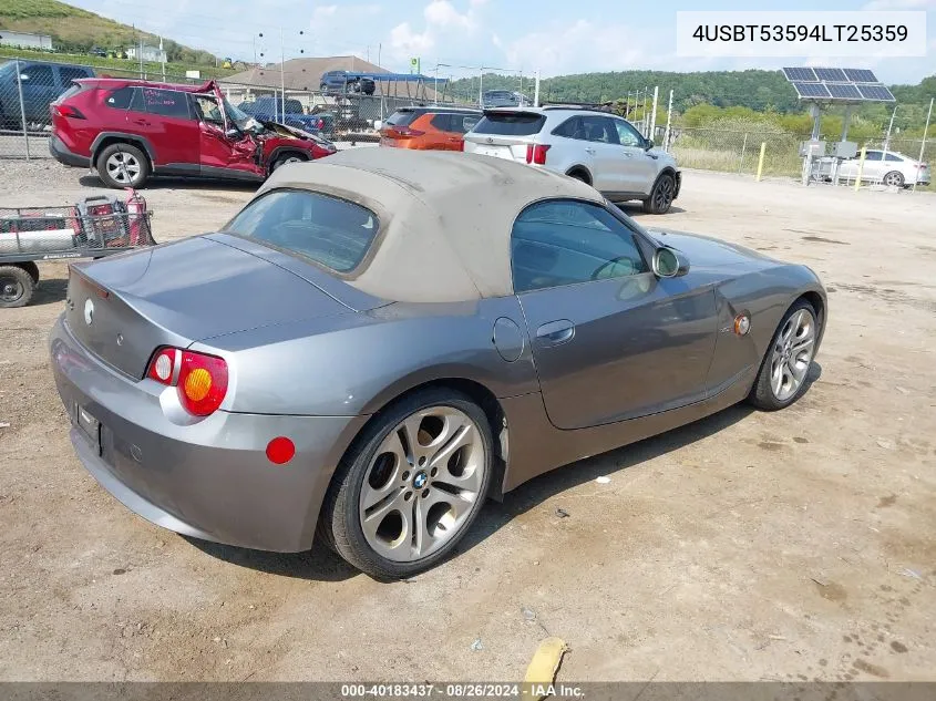 4USBT53594LT25359 2004 BMW Z4 3.0I