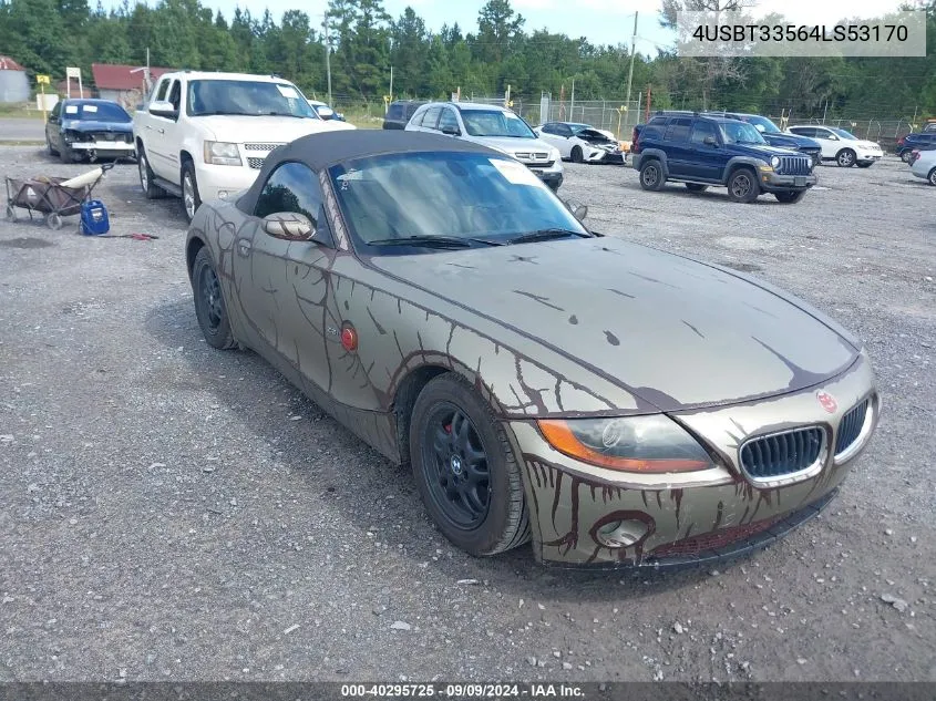 2004 BMW Z4 2.5I VIN: 4USBT33564LS53170 Lot: 40295725