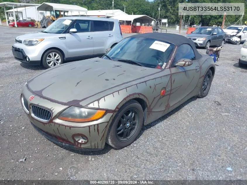 2004 BMW Z4 2.5I VIN: 4USBT33564LS53170 Lot: 40295725