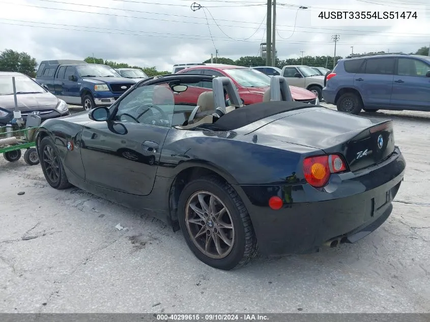 2004 BMW Z4 2.5 VIN: 4USBT33554LS51474 Lot: 40299615