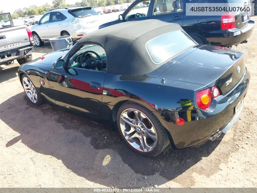 2004 BMW Z4 3.0I VIN: 4USBT53504LU07660 Lot: 40322972