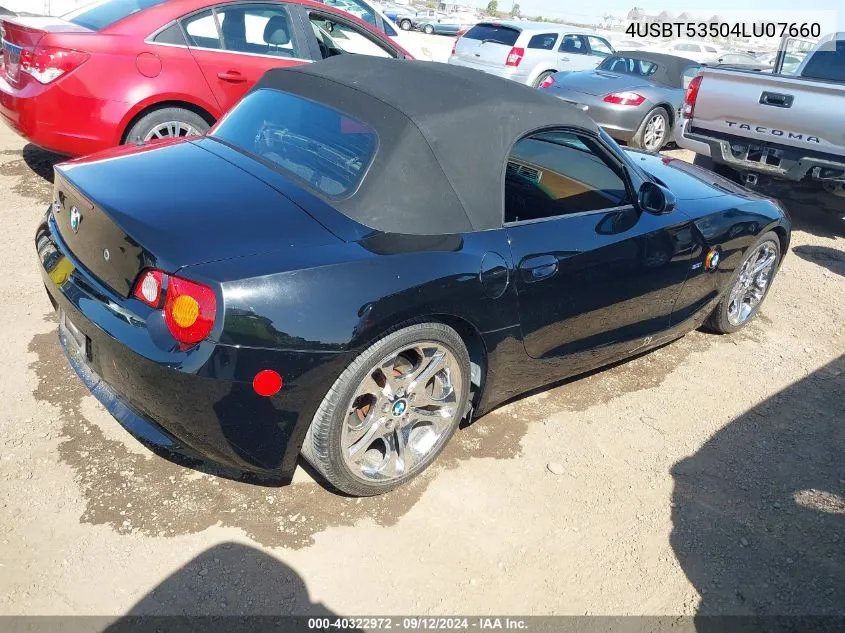 2004 BMW Z4 3.0I VIN: 4USBT53504LU07660 Lot: 40322972