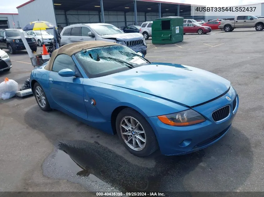 2004 BMW Z4 2.5I VIN: 4USBT33544LS52437 Lot: 40435395