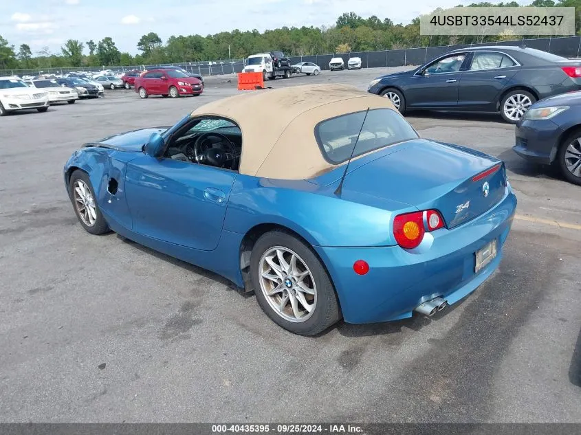 2004 BMW Z4 2.5I VIN: 4USBT33544LS52437 Lot: 40435395