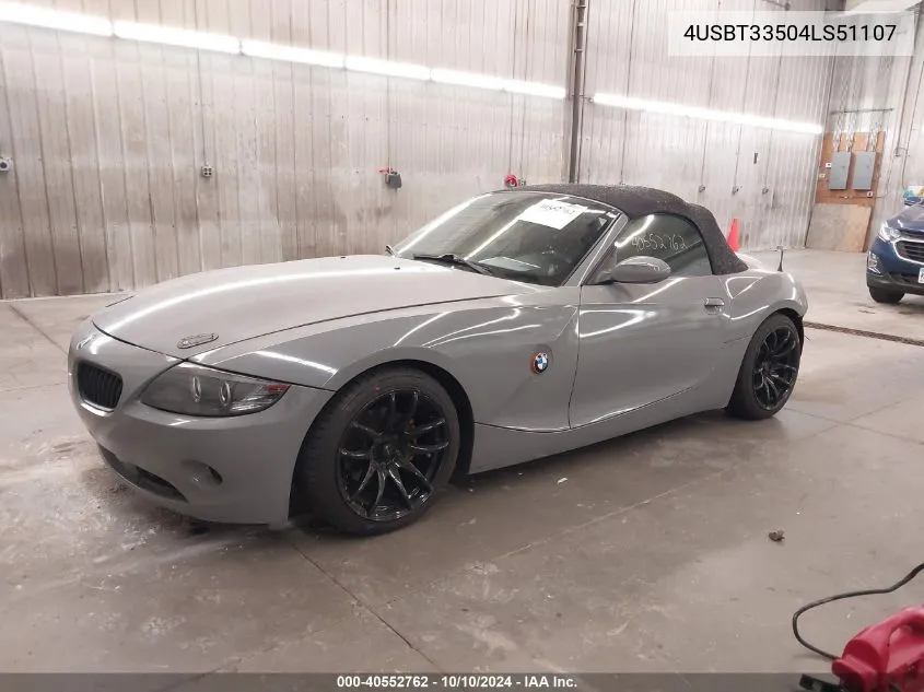 2004 BMW Z4 2.5I VIN: 4USBT33504LS51107 Lot: 40552762