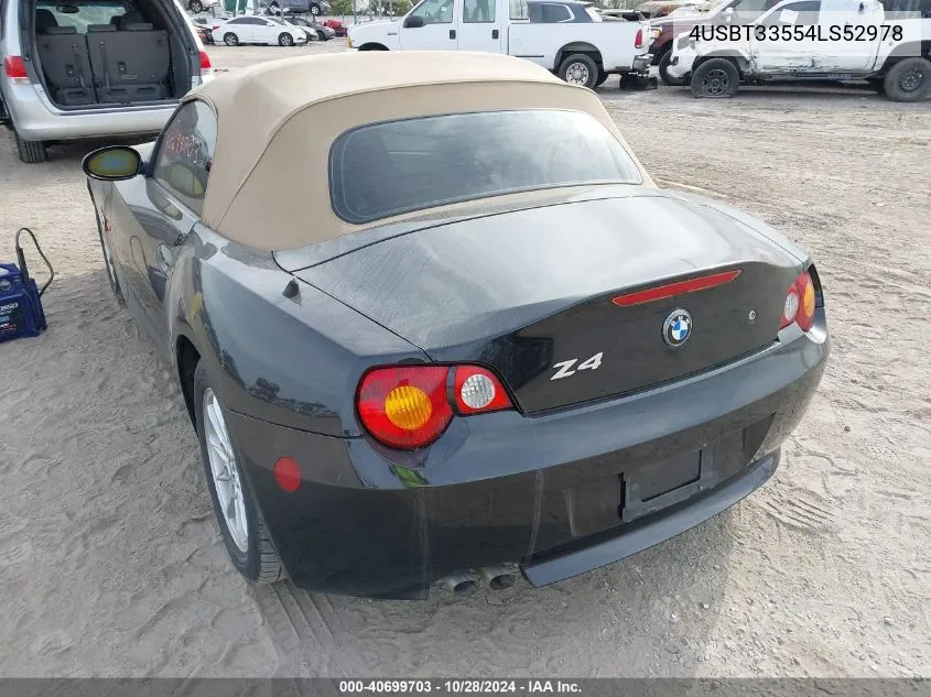 2004 BMW Z4 2.5I VIN: 4USBT33554LS52978 Lot: 40699703