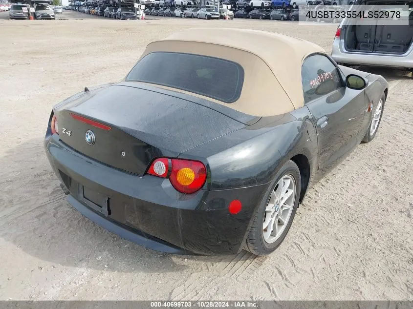 2004 BMW Z4 2.5I VIN: 4USBT33554LS52978 Lot: 40699703