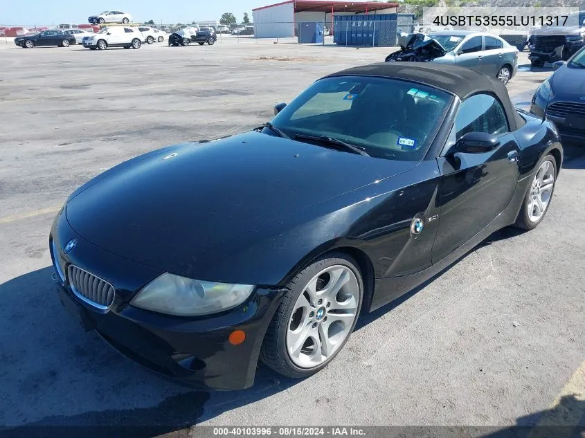 2005 BMW Z4 3.0I VIN: 4USBT53555LU11317 Lot: 40103996