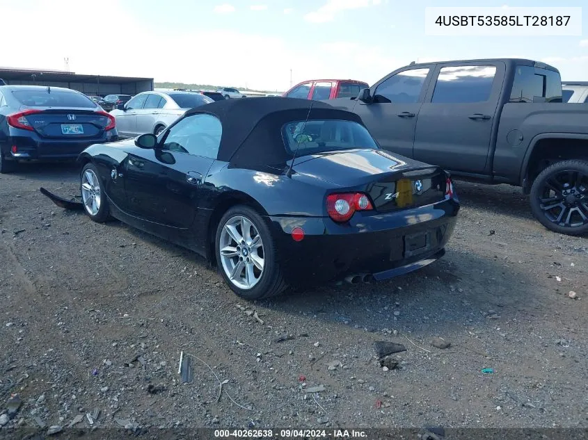 4USBT53585LT28187 2005 BMW Z4 3.0I