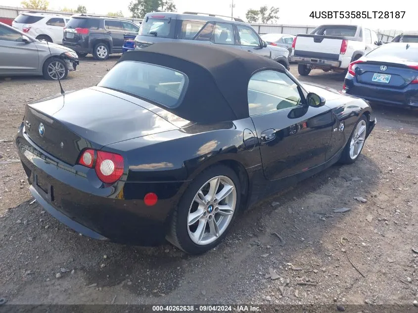 4USBT53585LT28187 2005 BMW Z4 3.0I