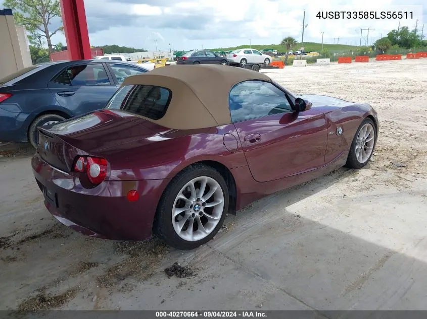 4USBT33585LS56511 2005 BMW Z4 2.5I