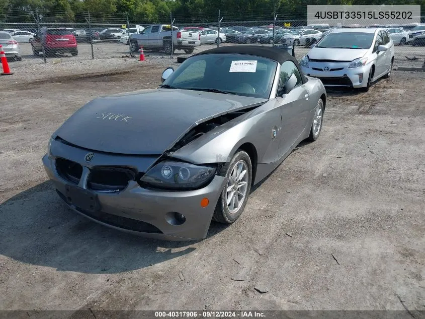 2005 BMW Z4 2.5 VIN: 4USBT33515LS55202 Lot: 40317906