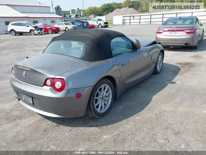 2005 BMW Z4 2.5 VIN: 4USBT33515LS55202 Lot: 40317906