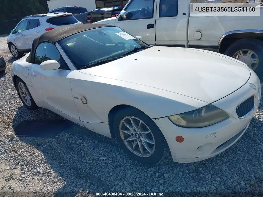 2005 BMW Z4 2.5I VIN: 4USBT33565LS54160 Lot: 40408494