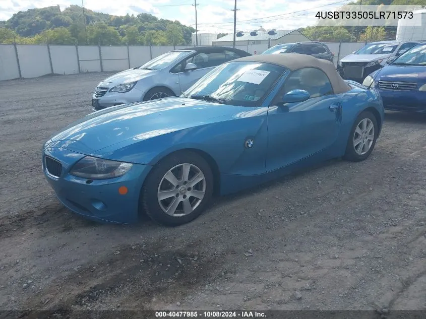 2005 BMW Z4 2.5I VIN: 4USBT33505LR71573 Lot: 40477985