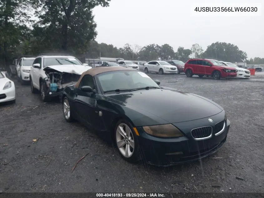 2006 BMW Z4 3.0I VIN: 4USBU33566LW66030 Lot: 40418193