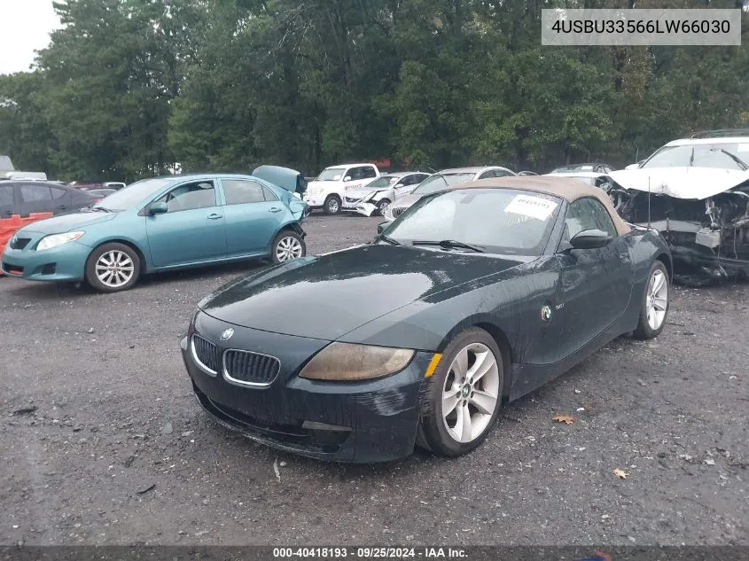 2006 BMW Z4 3.0I VIN: 4USBU33566LW66030 Lot: 40418193