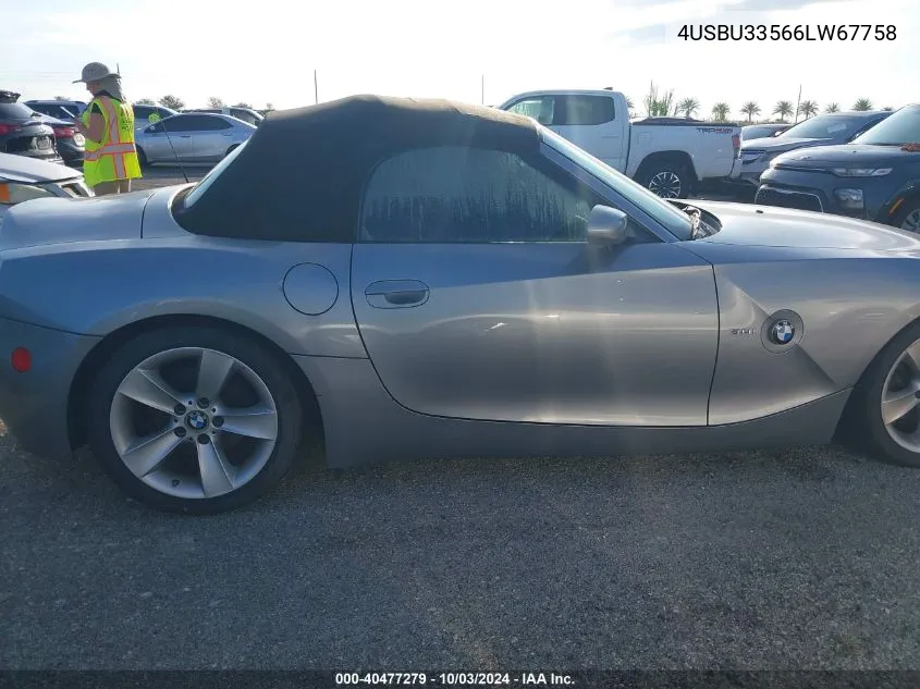 2006 BMW Z4 3.0I VIN: 4USBU33566LW67758 Lot: 40477279