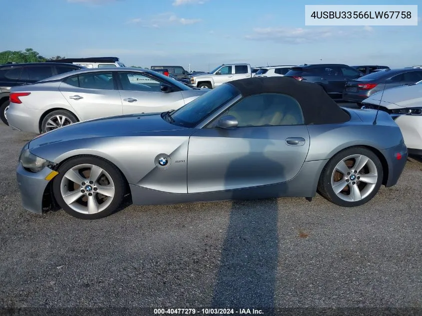 2006 BMW Z4 3.0I VIN: 4USBU33566LW67758 Lot: 40477279