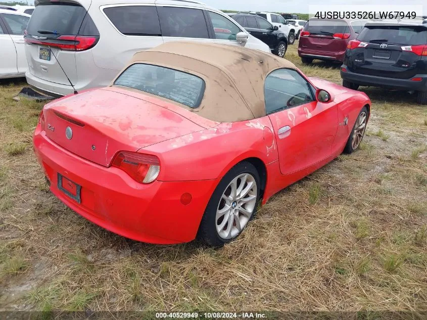 2006 BMW Z4 3.0I VIN: 4USBU33526LW67949 Lot: 40529949