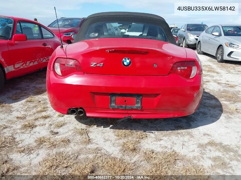 2006 BMW Z4 3.0 VIN: 4USBU335X6LW58142 Lot: 40652377