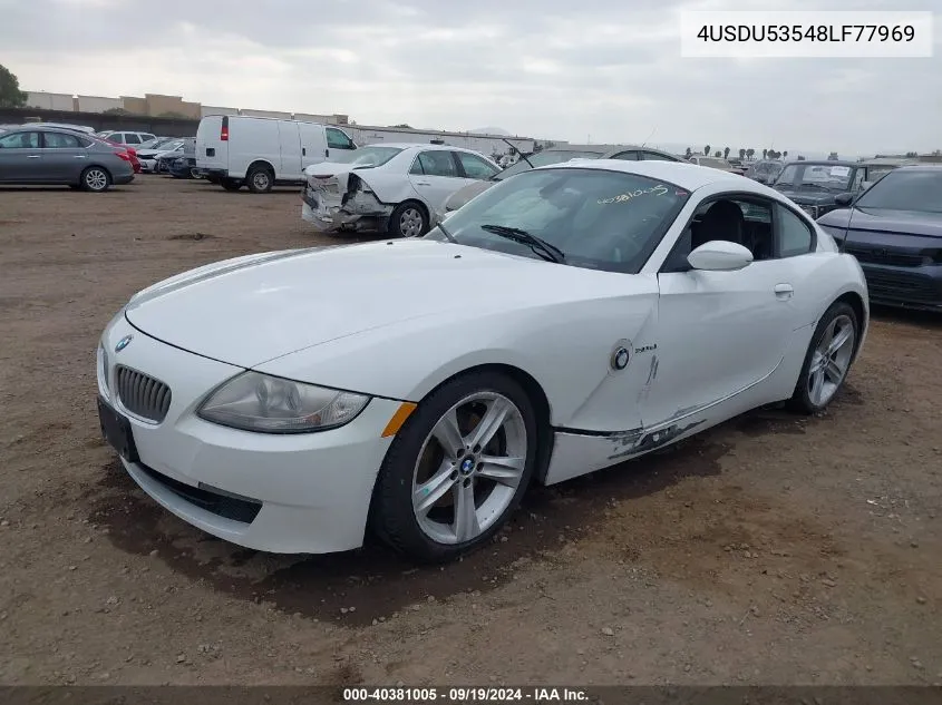 2008 BMW Z4 3.0Si VIN: 4USDU53548LF77969 Lot: 40381005