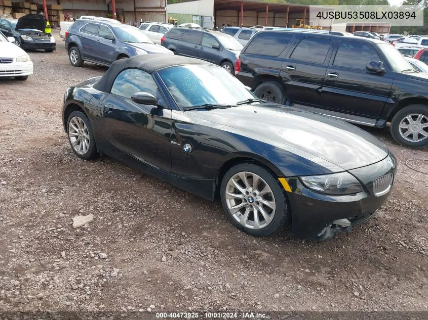 2008 BMW Z4 3.0Si VIN: 4USBU53508LX03894 Lot: 40473925