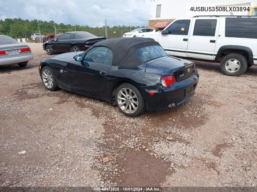 2008 BMW Z4 3.0Si VIN: 4USBU53508LX03894 Lot: 40473925