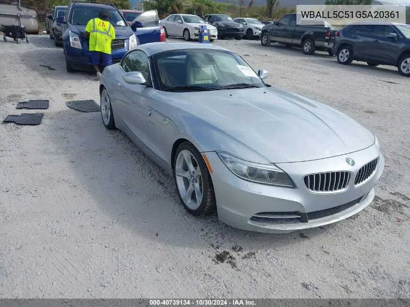 2016 BMW Z4 Sdrive28I VIN: WBALL5C51G5A20361 Lot: 40739134