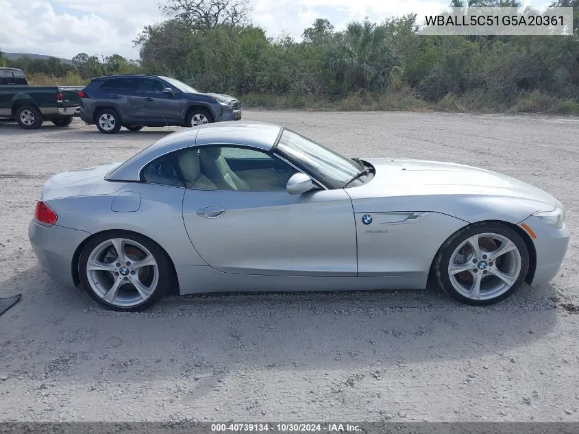 2016 BMW Z4 Sdrive28I VIN: WBALL5C51G5A20361 Lot: 40739134