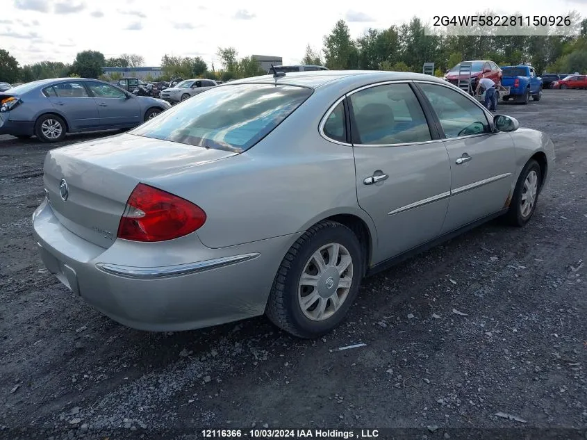 2008 Buick Allure VIN: 2G4WF582281150926 Lot: 12116366