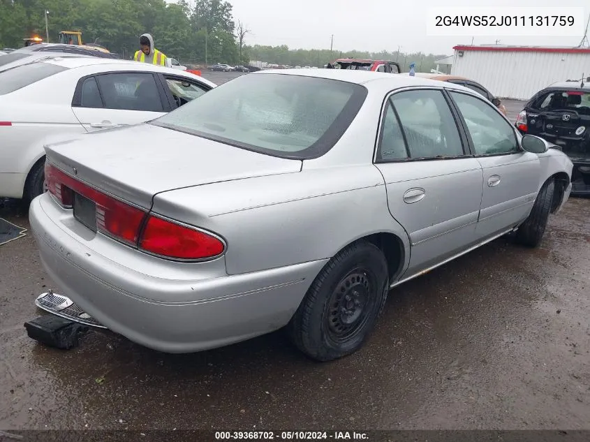 2001 Buick Century Custom VIN: 2G4WS52J011131759 Lot: 39368702