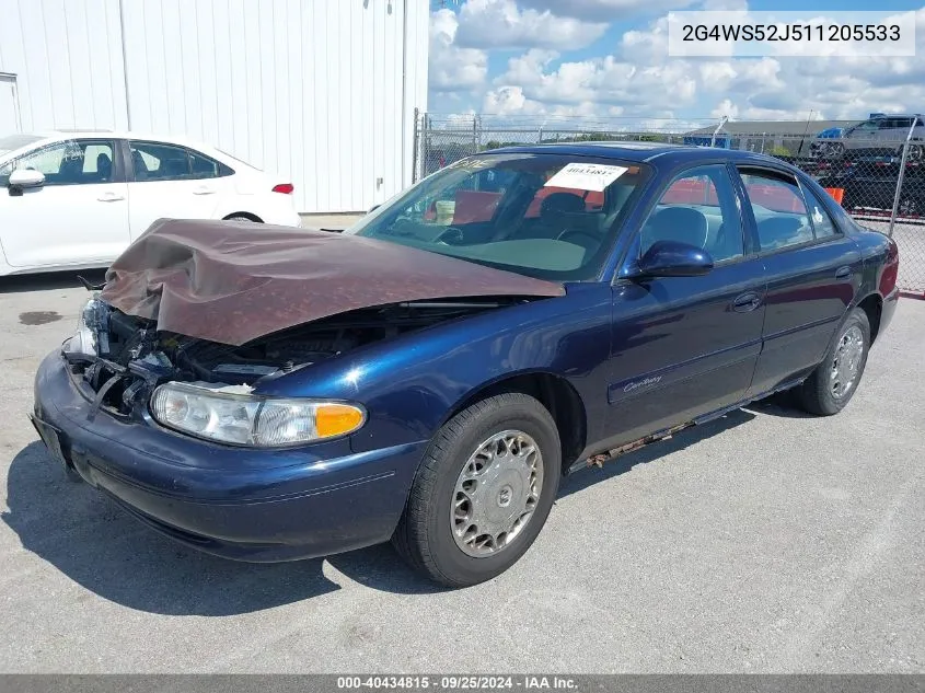 2001 Buick Century Custom VIN: 2G4WS52J511205533 Lot: 40434815