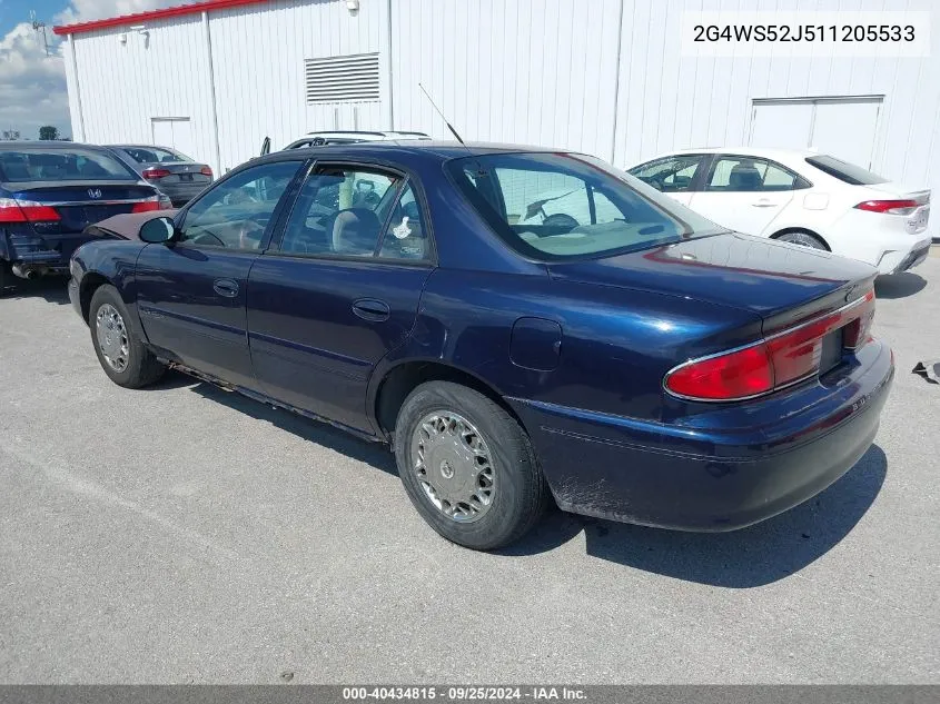 2001 Buick Century Custom VIN: 2G4WS52J511205533 Lot: 40434815