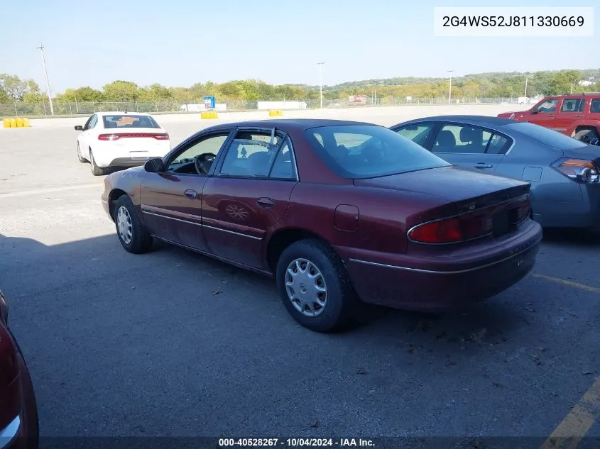 2001 Buick Century Custom VIN: 2G4WS52J811330669 Lot: 40528267