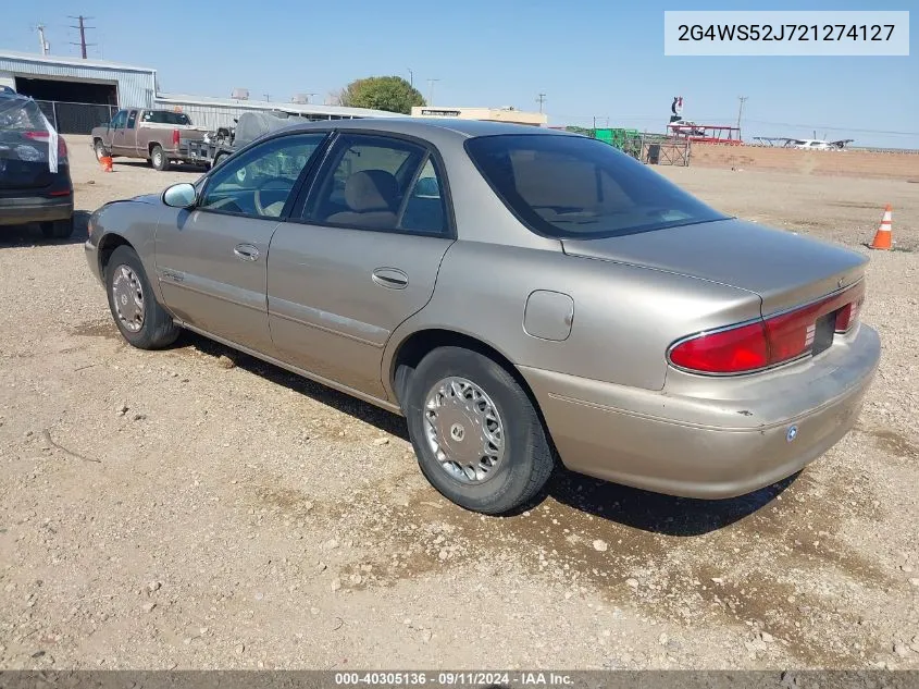 2G4WS52J721274127 2002 Buick Century Custom