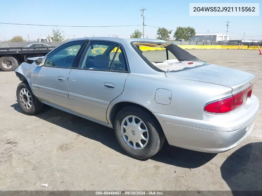 2G4WS52J921115562 2002 Buick Century Custom