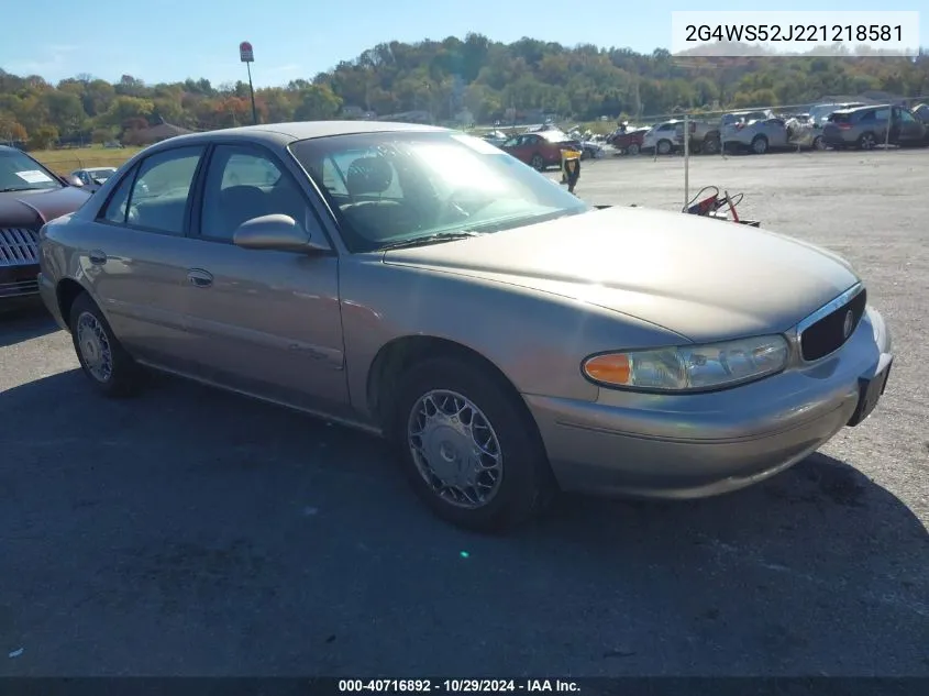 2002 Buick Century Custom VIN: 2G4WS52J221218581 Lot: 40716892