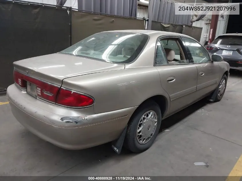 2002 Buick Century Custom VIN: 2G4WS52J921207996 Lot: 40888928