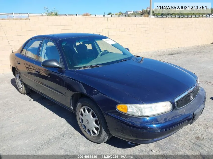 2003 Buick Century Custom VIN: 2G4WS52J031211761 Lot: 40889361