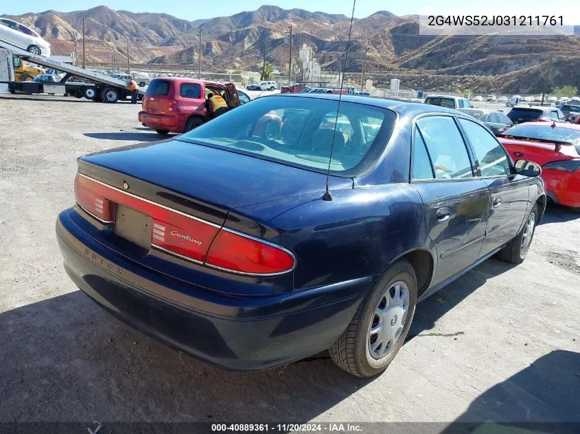 2003 Buick Century Custom VIN: 2G4WS52J031211761 Lot: 40889361