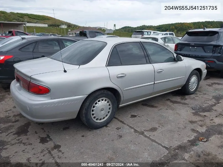 2004 Buick Century VIN: 2G4WS55J541251735 Lot: 40401243